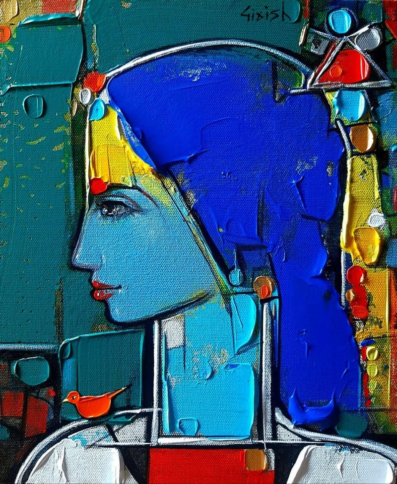 Figurative acrylic painting titled 'Untitled 23', 12x10 inches, by artist Girish Adannavar on Canvas Board