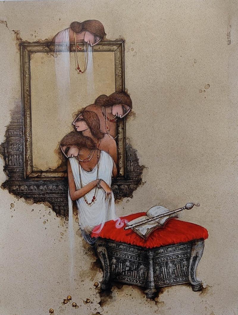 Figurative acrylic painting titled 'Untitled 24', 48x36 inches, by artist Mintu Mallick on Canvas