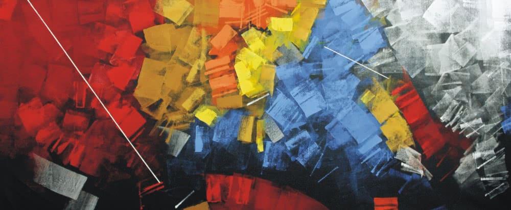 Abstract oil painting titled 'Untitled 24', 30x72 inches, by artist Sudhir Talmale on Canvas