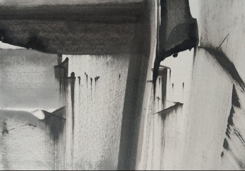 Abstract mixed media painting titled 'Untitled 25', 6x9 inches, by artist Hemant Dhane on Paper