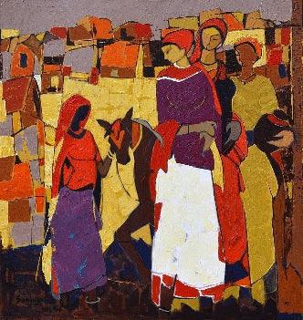 Figurative acrylic painting titled 'Untitled 27', 36x30 inches, by artist Sanjiv Sankpal on Canvas