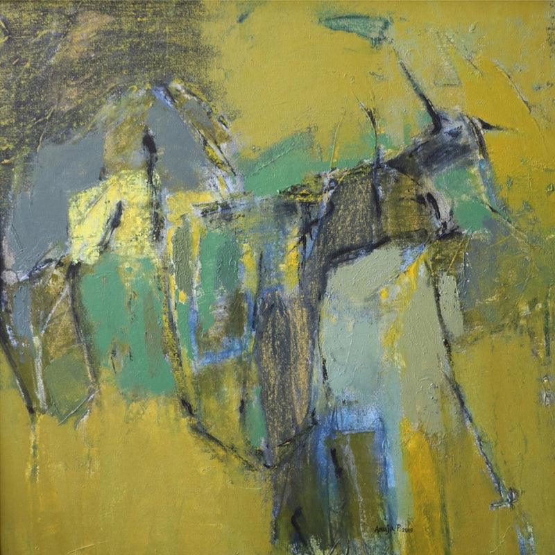 Abstract mixed media painting titled 'Untitled 29', 30x30 inches, by artist Anuja Paturkar on Canvas