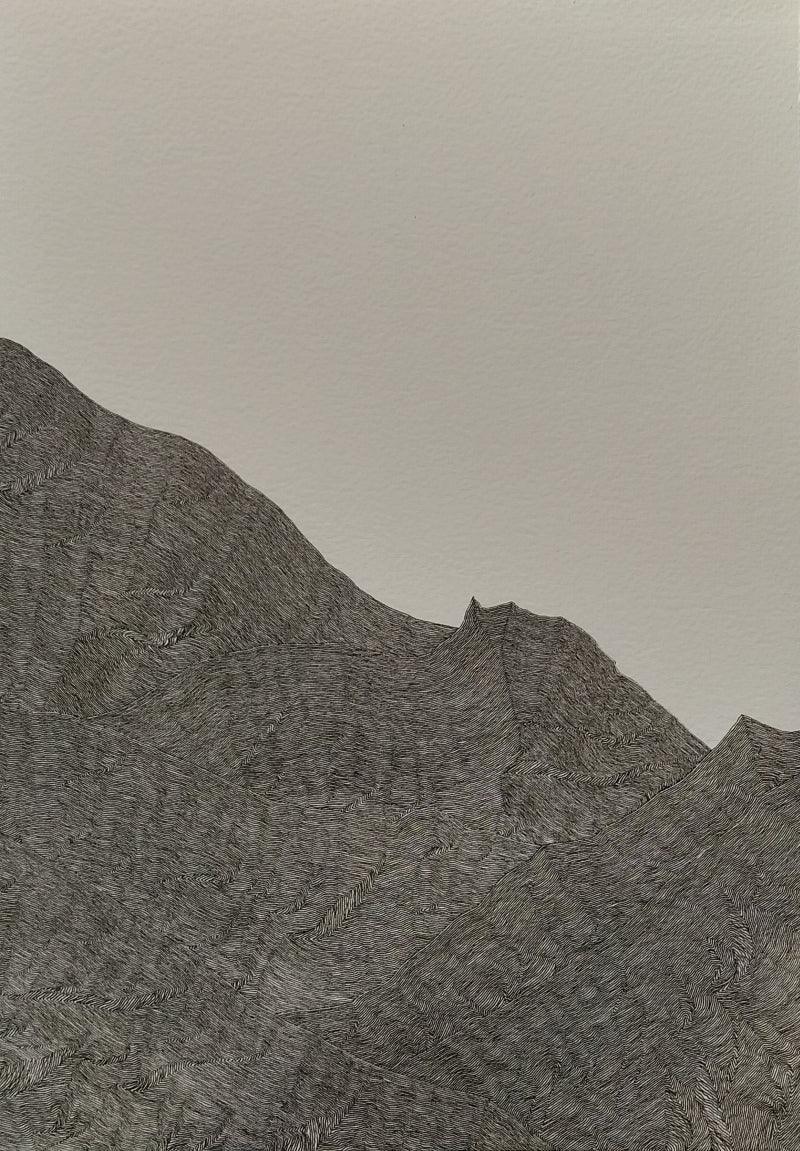 Abstract pen ink drawing titled 'Untitled 3', 12x8 inches, by artist Priya Dhoot on Paper