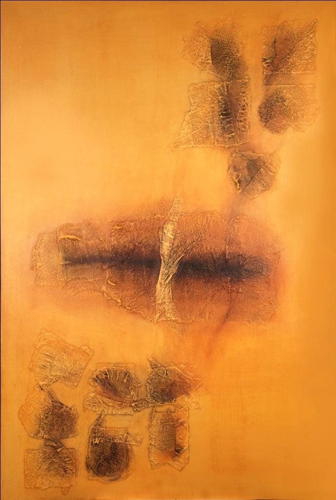 Abstract mixed media painting titled 'Untitled 3', 72x48 inches, by artist Sanju Jain on Canvas