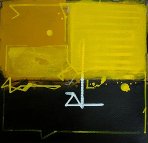 Untitled 3 (Solar Flare) by Santosh Rathod, Original Acrylic Abstract Painting on Paper, X-Small Square Wall Art