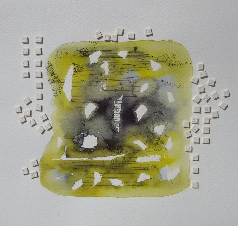 Abstract mixed media painting titled 'Untitled 3', 8x8 inches, by artist Jai Chouhan on Paper