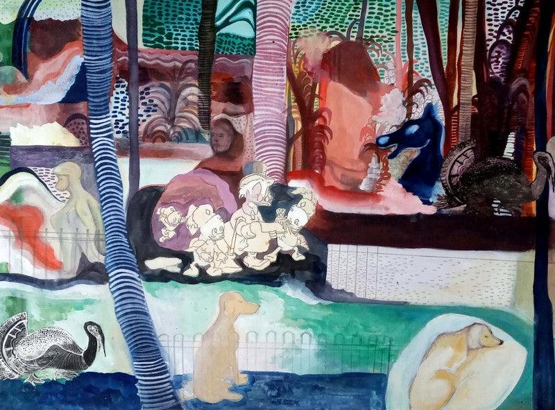 Figurative mixed media painting titled 'Untitled 3', 24x30 inches, by artist Krishnal Fulwala on Paper