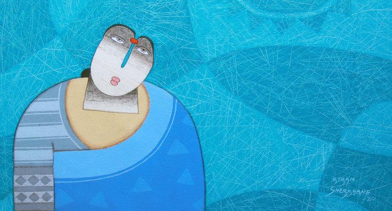 Figurative mixed media painting titled 'Untitled 3', 11x18 inches, by artist Kiran Sherkhane on Canvas