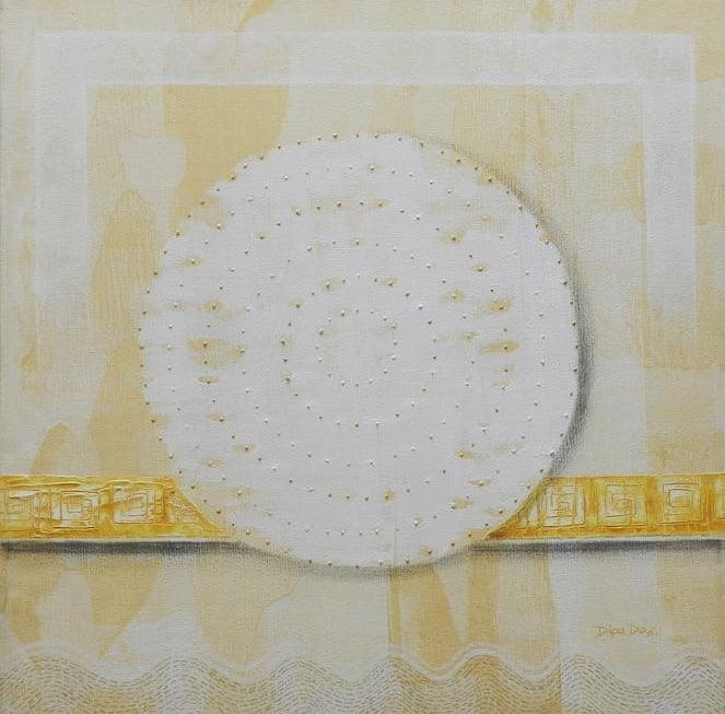 Abstract acrylic painting titled 'Untitled 3', 24x24 inches, by artist Dipa Das on Canvas