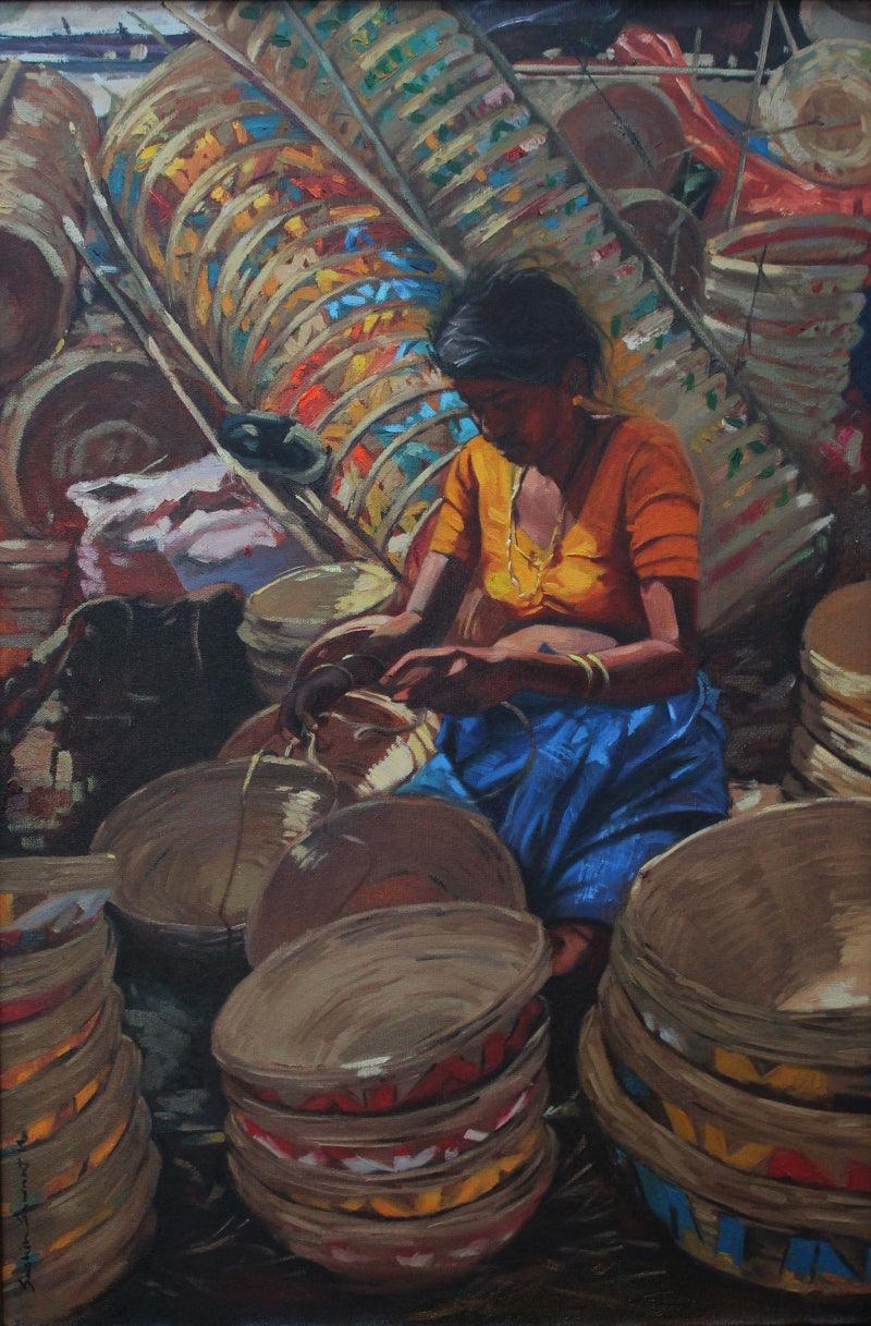 Figurative oil painting titled 'Untitled 3', 30x20 inches, by artist Sachin Sawant on Canvas