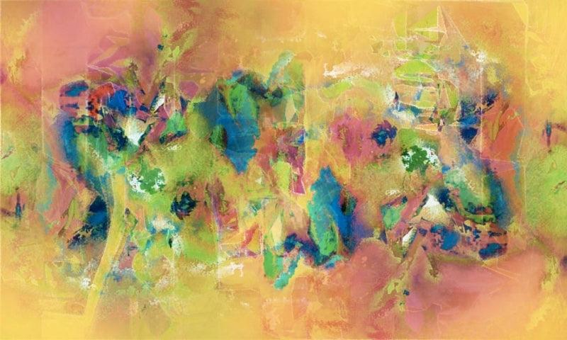 Abstract mixed media painting titled 'Untitled 3', 36x60 inches, by artist Sunil Balkawade on Canvas