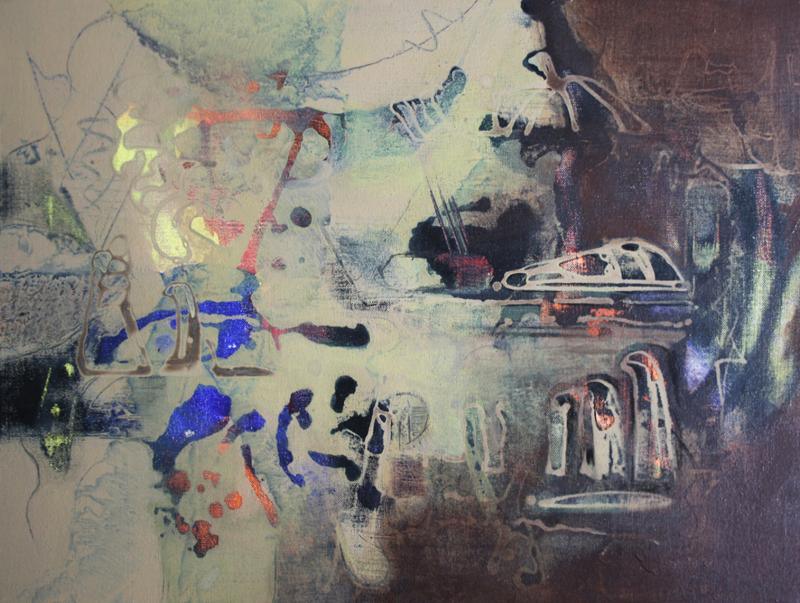 Abstract acrylic painting titled 'Untitled 3', 18x20 inches, by artist Rajesh Ambalkar on Canvas