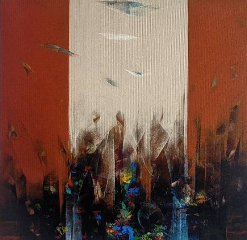 Abstract acrylic painting titled 'Untitled 3', 47x47 inches, by artist Vasant Sonavani on Canvas