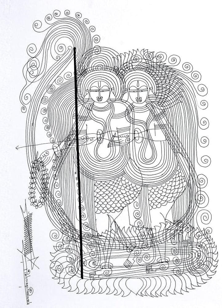 Untitled 3 Drawing by Krishnaprakash Vasant Martand | ArtZolo.com