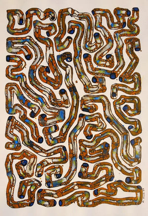 Abstract acrylic painting titled 'Untitled 3', 36x26 inches, by artist Rajesh Shah on Acid Free Paper