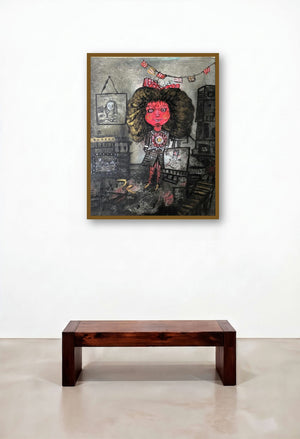 Untitled 3 (A Whimsical World) by artist Ekta Singh displayed in a Classic Hotel Lobby