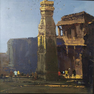 Cityscape acrylic painting titled 'Untitled 3', 24x24 inches, by artist Hari Dhongade on Canvas