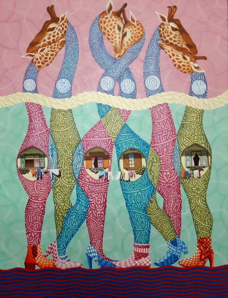 contemporary acrylic painting titled 'Untitled 3', 48x36 inches, by artist Arvind Dubey on Canvas