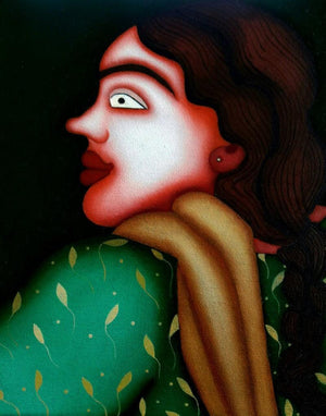 Figurative oil painting titled 'Untitled 3', 12x10 inches, by artist Jayita Borthakur on Canvas