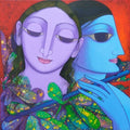 Figurative acrylic painting titled 'Untitled 3', 18x18 inches, by artist Prakash Deshmukh on Canvas