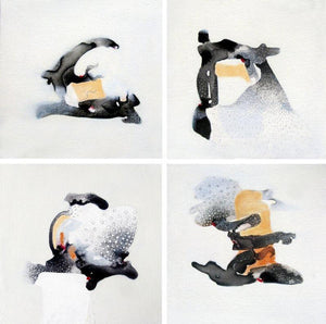 Abstract mixed media painting titled 'Untitled 3', 24x24 inches, by artist Huma Khan on Canvas