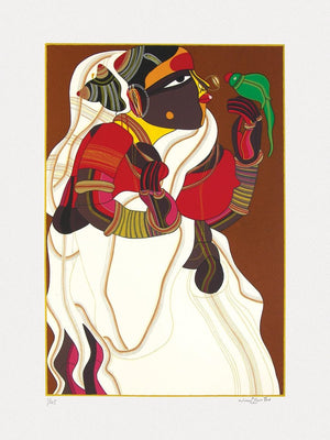 Figurative serigraphs painting titled 'Untitled 3', 30x22 inches, by artist Thota Vaikuntam on Paper