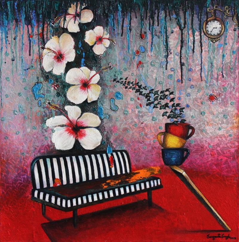 Nature acrylic painting titled 'Untitled 3', 24x24 inches, by artist Sangeeta Singh on Canvas