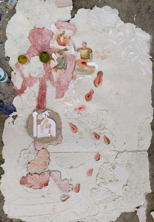 Abstract mixed media painting titled 'Untitled 3', 48x36 inches, by artist Subhadip Bhattacharya on Paper Pulp