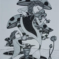 Figurative ink drawing titled 'Untitled 3', 16x11 inches, by artist Chandrashekhar Kumavat on Paper