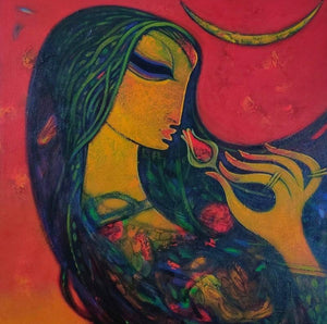 Figurative acrylic painting titled 'Untitled 3', 24x24 inches, by artist Ramesh Gujar on Canvas