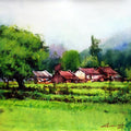 Landscape watercolor painting titled 'Untitled 3', 9x12 inches, by artist Azharuuddin Inamdar on Paper