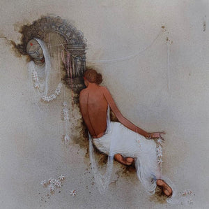 Figurative acrylic painting titled 'Untitled 3', 44x44 inches, by artist Mintu Mallick on Canvas