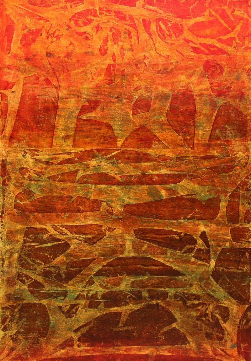 Abstract oil painting titled 'Untitled 3', 60x42 inches, by artist Mahesh Jagtap on Linen