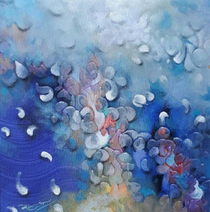 Abstract acrylic painting titled 'Untitled 3', 20x20 inches, by artist Vijayraaj Bodhankar on Canvas