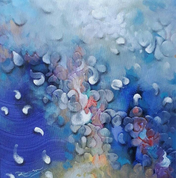 Abstract acrylic painting titled 'Untitled 3', 20x20 inches, by artist Vijayraaj Bodhankar on Canvas