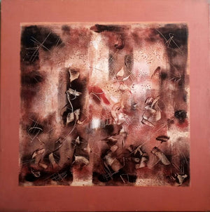 Abstract acrylic painting titled 'Untitled 3', 36x36 inches, by artist Jai Chouhan on Canvas