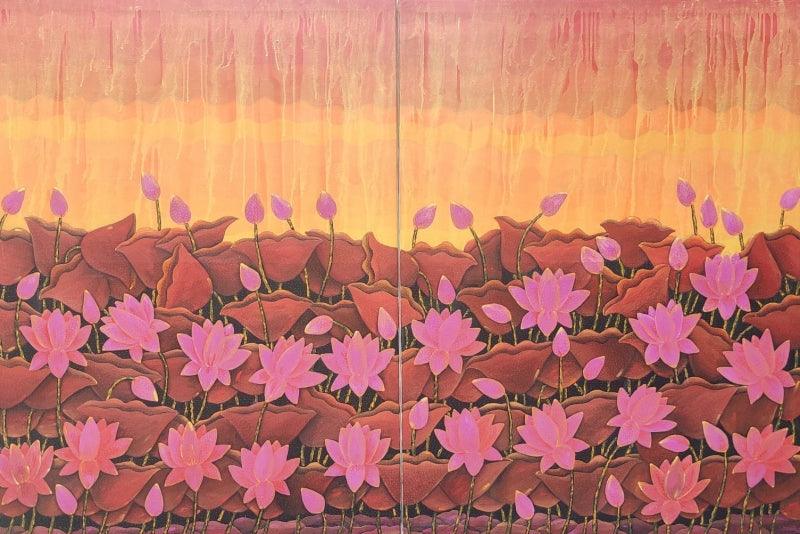 Nature acrylic painting titled 'Untitled 3', 48x72 inches, by artist Sadaf Beg Khan on Canvas