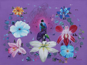 contemporary acrylic painting titled 'Untitled 3', 36x48 inches, by artist Rawindra Das on Canvas