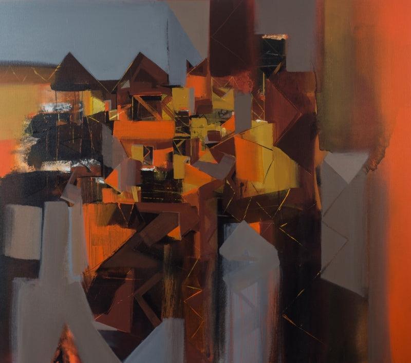 Abstract acrylic painting titled 'Untitled 3', 36x42 inches, by artist Satendra Mhatre on Canvas