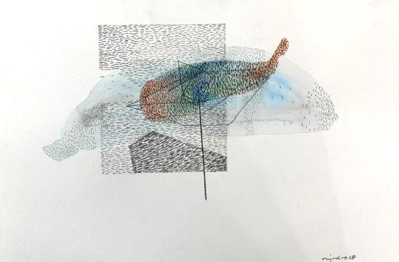 contemporary watercolor painting titled 'Untitled 3', 12x17 inches, by artist Mohd Majeed Mansoori on Paper