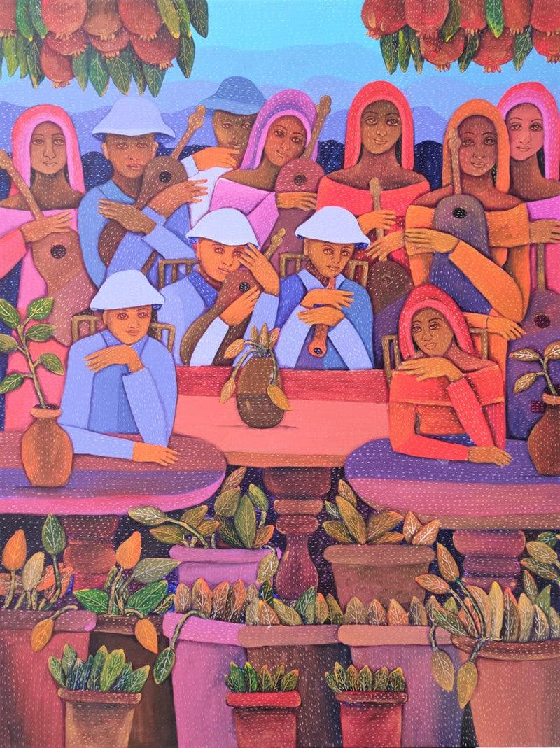 Figurative acrylic painting titled 'Untitled 3', 60x36 inches, by artist Sadaf Beg Khan on Canvas