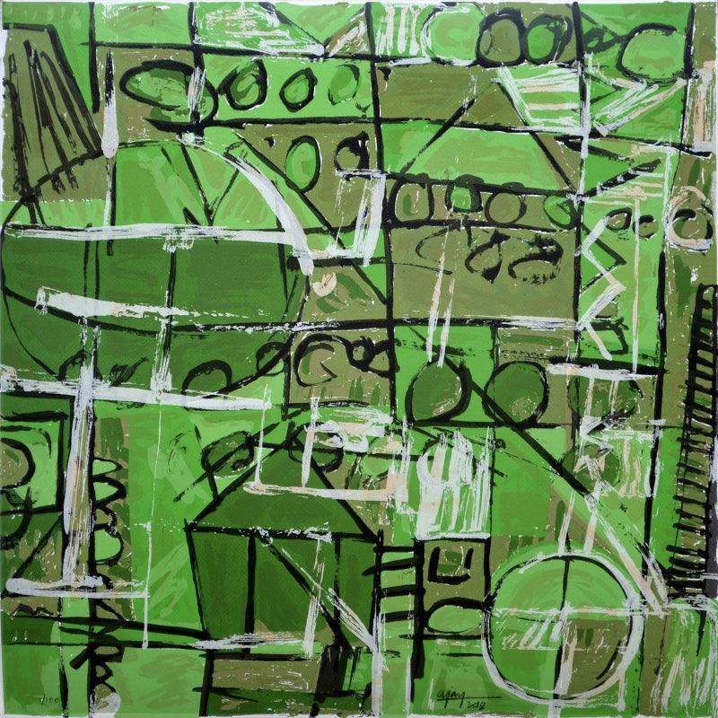 Abstract serigraphs painting titled 'Untitled 3', 24x24 inches, by artist Ajay Choudhary on Paper