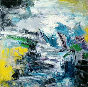 Abstract acrylic painting titled 'Untitled 3', 24x24 inches, by artist Kamran Azim on Canvas