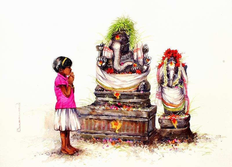 Figurative oil painting titled 'Untitled 3', 20x30 inches, by artist Siva Balan on Canvas