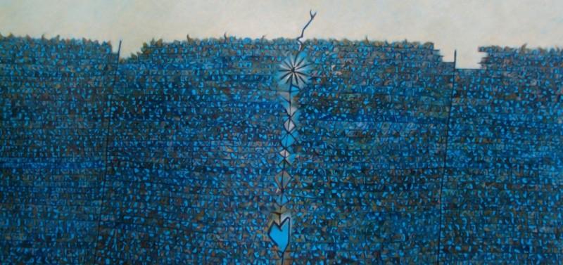 contemporary oil painting titled 'Untitled 3', 36x72 inches, by artist Kuldeep Karagaonkar on Canvas