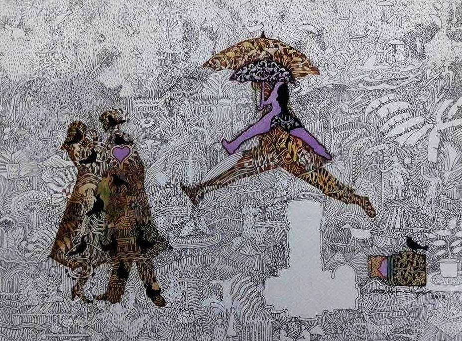 contemporary mixed media drawing titled 'Untitled 3', 10x14 inches, by artist Avijit Mukherjee on Paper