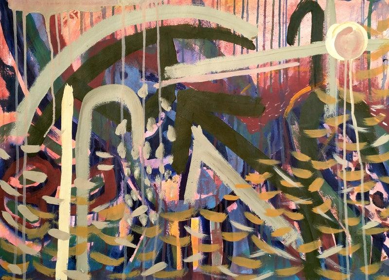 Abstract acrylic painting titled 'Untitled 3', 22x30 inches, by artist Heena Shaikh on Handmade Paper