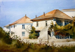 Landscape watercolor painting titled 'Untitled 3', 14x20 inches, by artist Abhijeet Bahadure on Paper