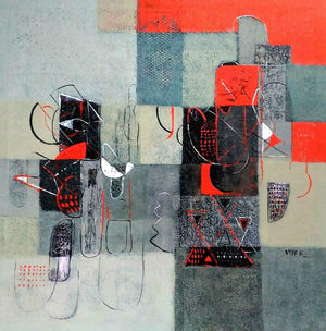 Abstract acrylic painting titled 'Untitled 3', 24x24 inches, by artist Vivek Nimbolkar on Canvas