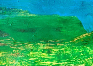 Untitled 30 (Verdant Dreamscape) by Makarand Rane, Original Acrylic Abstract Painting on Paper, X-Small Horizontal Wall Art